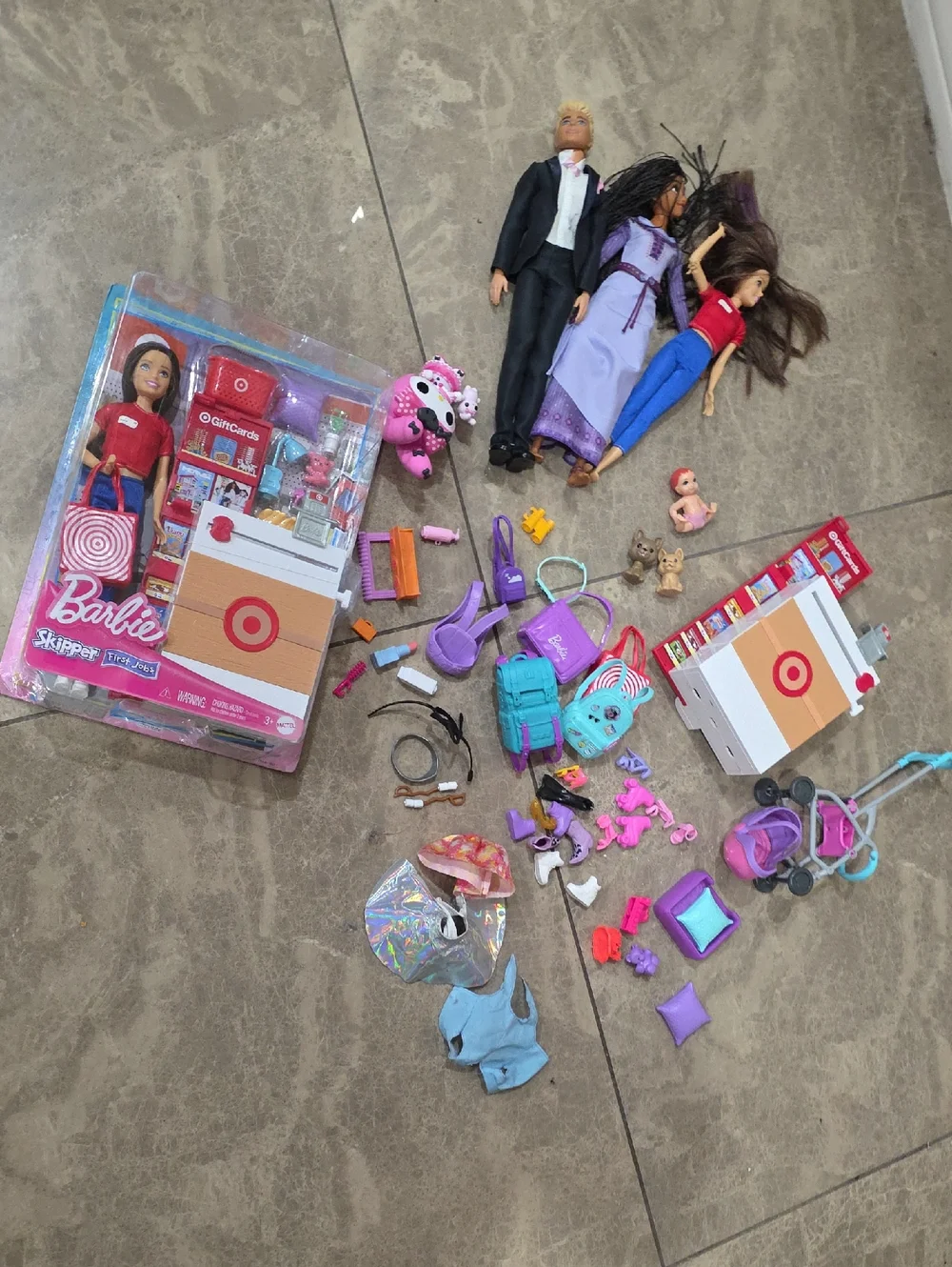 Barbie Mixed Doll & Accessory Lot with Pink, Purple, Blue and Teal Pieces - Picture 1 of 4